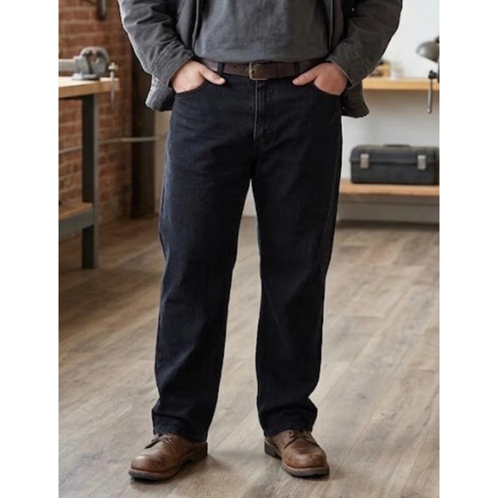 Levis 550 Relaxed Fit Mens Black Denim Jeans W52 L30 (Measures 50x28)